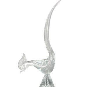 Vtg Murano Vintage Art Glass Herron Figurine 19” Clear MCM Roadrunner Bird